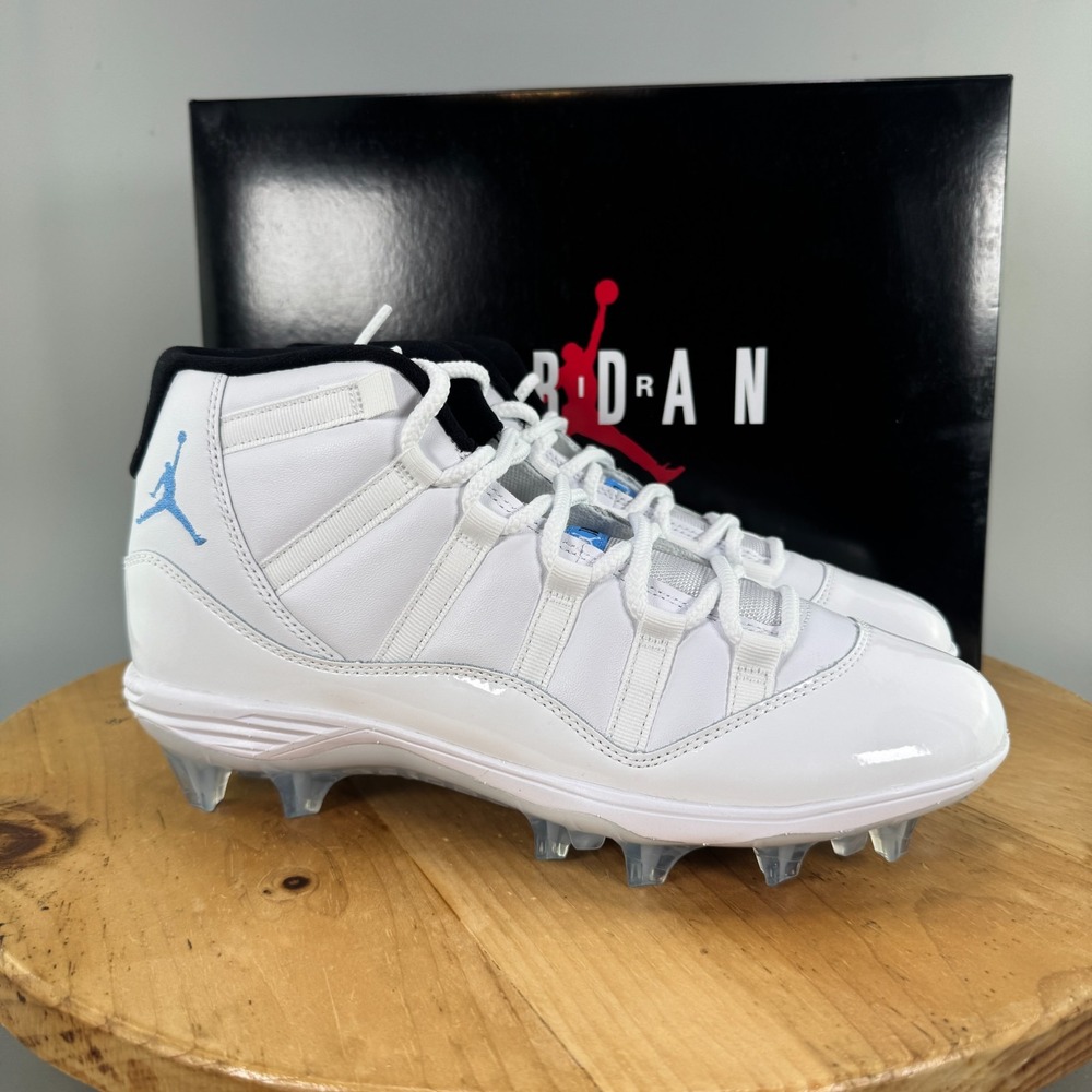 Nike Air Jordan 11 Mid TD Mens Size 9.5 Football Cleats White Legend Blue NEW